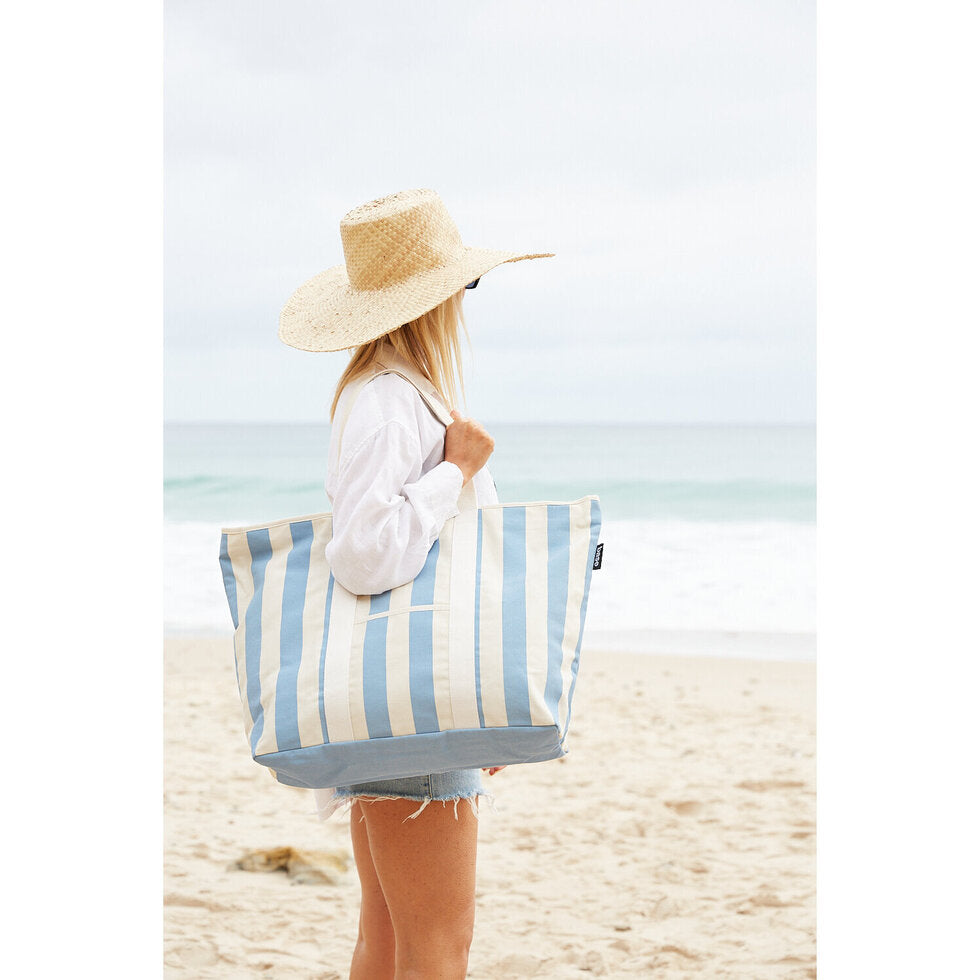 Base All Day Canvas Bag Powder Blue Stripe