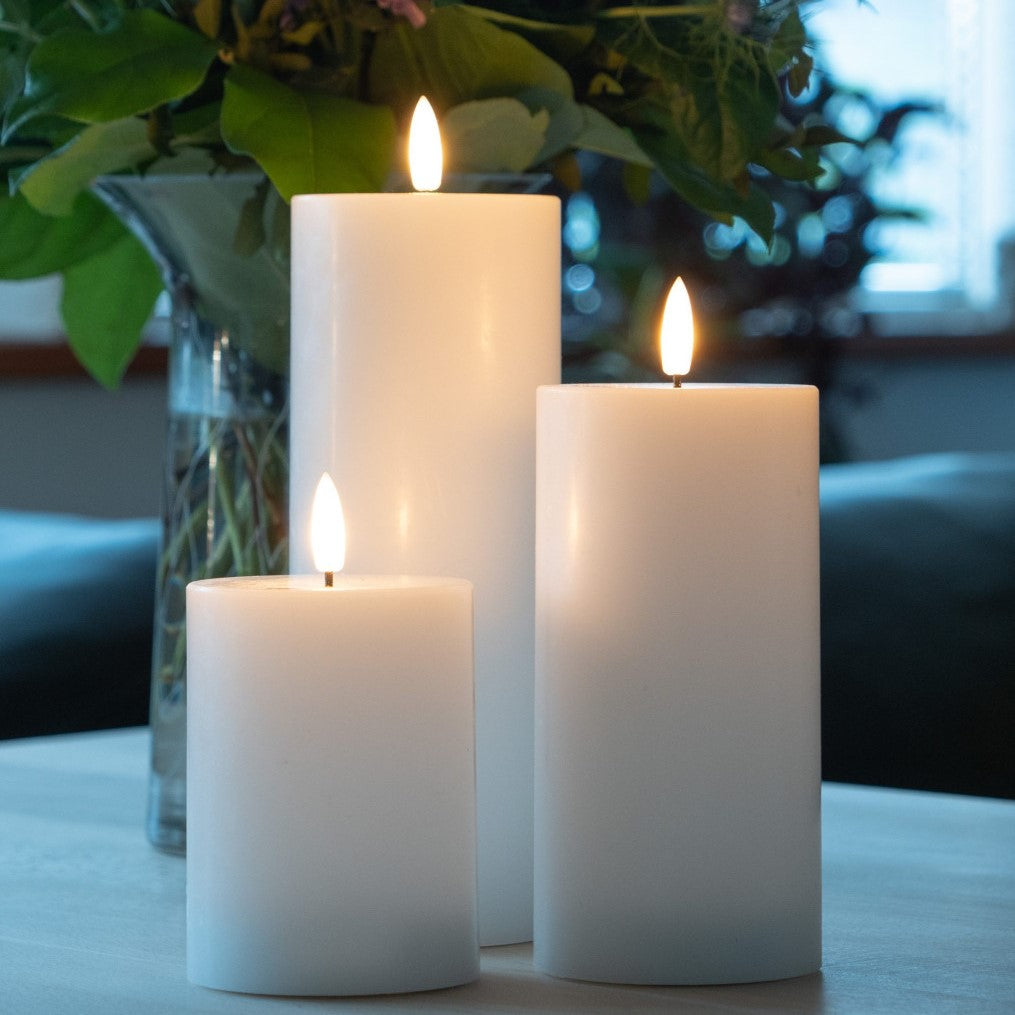 LED White Pillar candle 10cm x 7.5cmdia