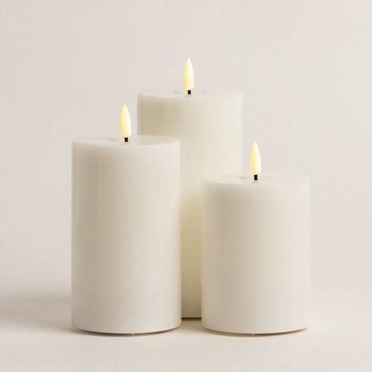 LED White Pillar candle 10cm x 7.5cmdia