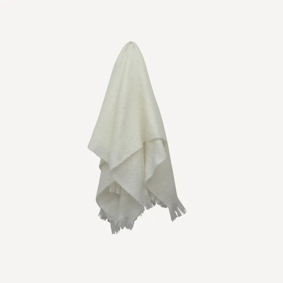 Throw with Tassles Off White by French Country