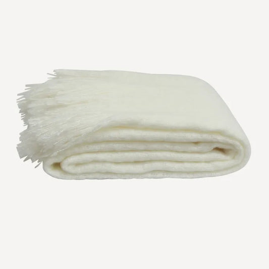 Throw with Tassles Off White by French Country