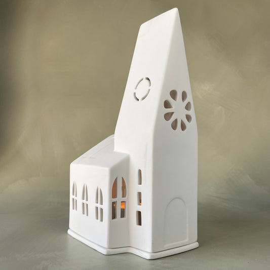 Porcelain Tealight Church White Small