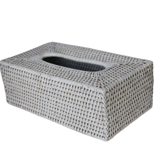 Rattan Tissue Box Cover White