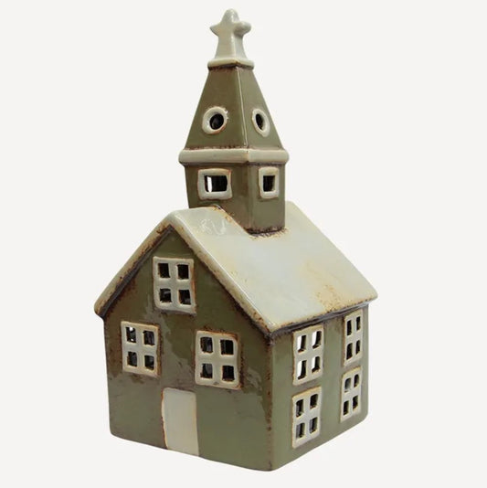 Tealight Church Olive Green